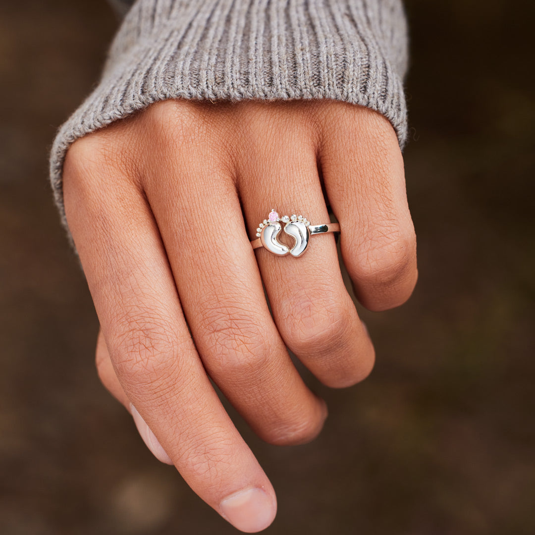 You're Doing Great Custom Birthstone Baby Footprint Ring