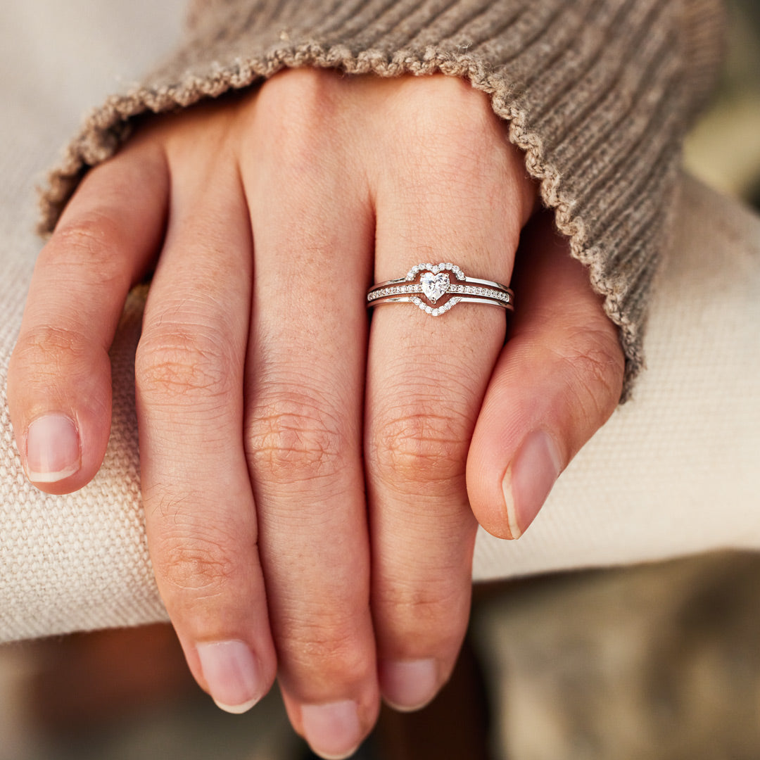 Beat As One Matching Layered Heart Ring