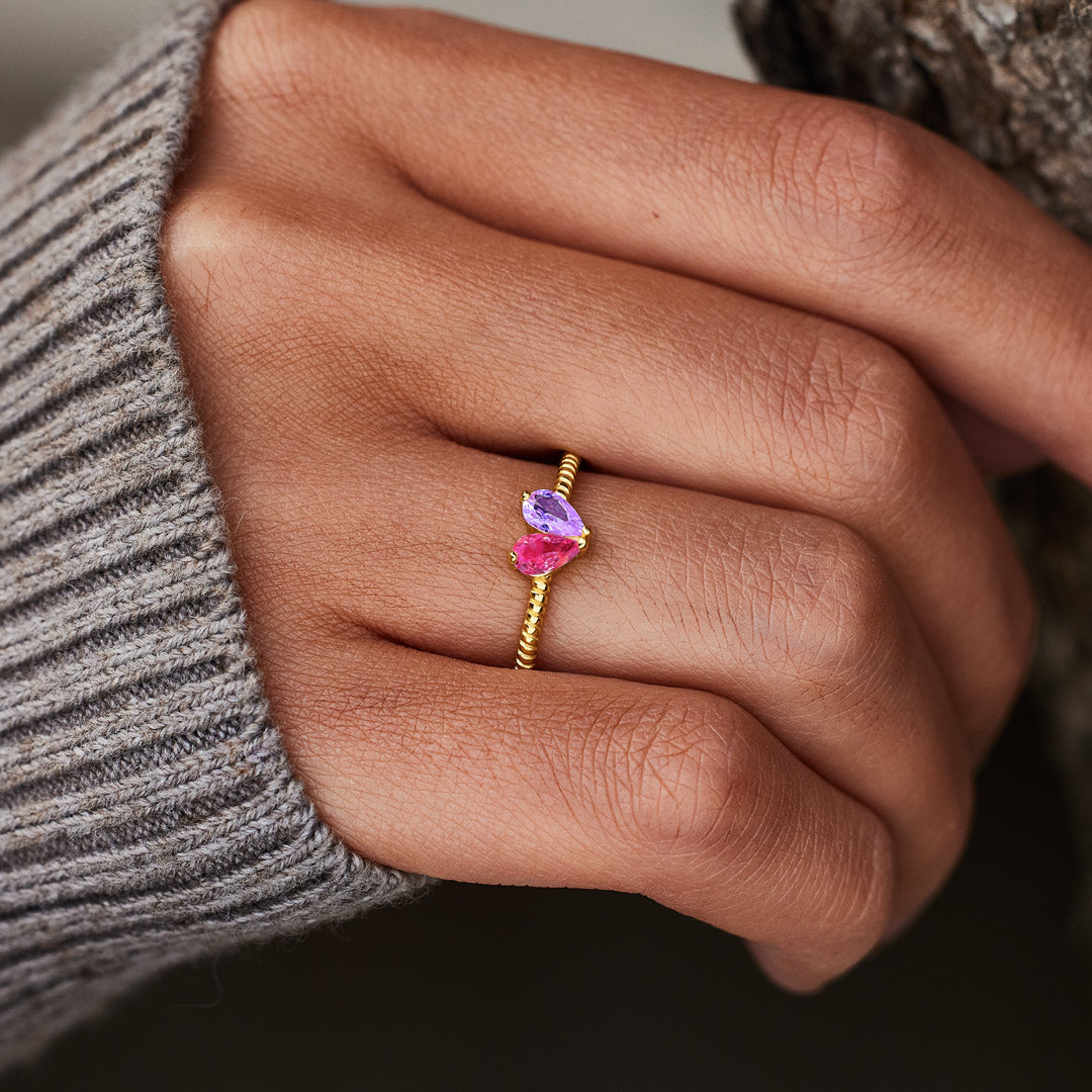 Together Our Heart Is Complete Pear Stone Heart Ring