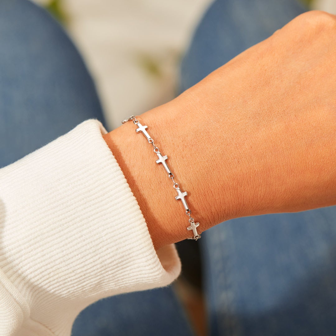 Be Strong & Courageous Tiny Cross Bracelet