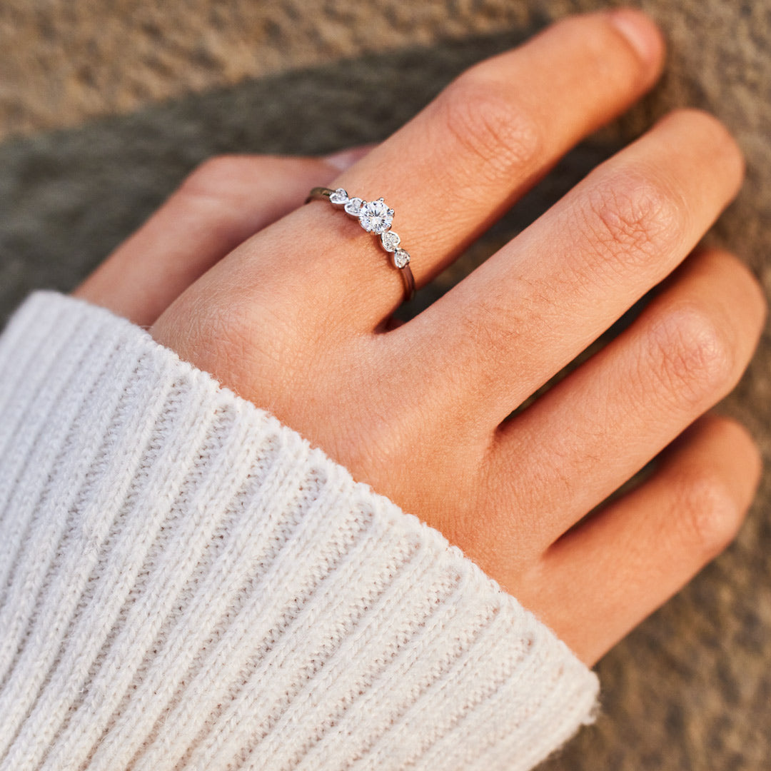To My Granddaughter Round-Cut Heart Band Ring