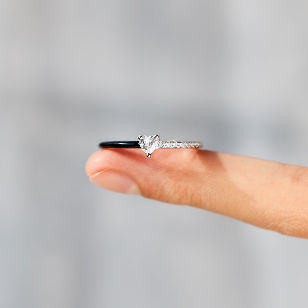 Next Chapter – Graduation Matching Half Enamel Heart-Cut Rings