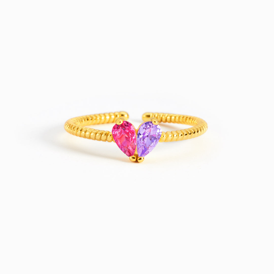 Together Our Heart Is Complete Pear Stone Heart Ring