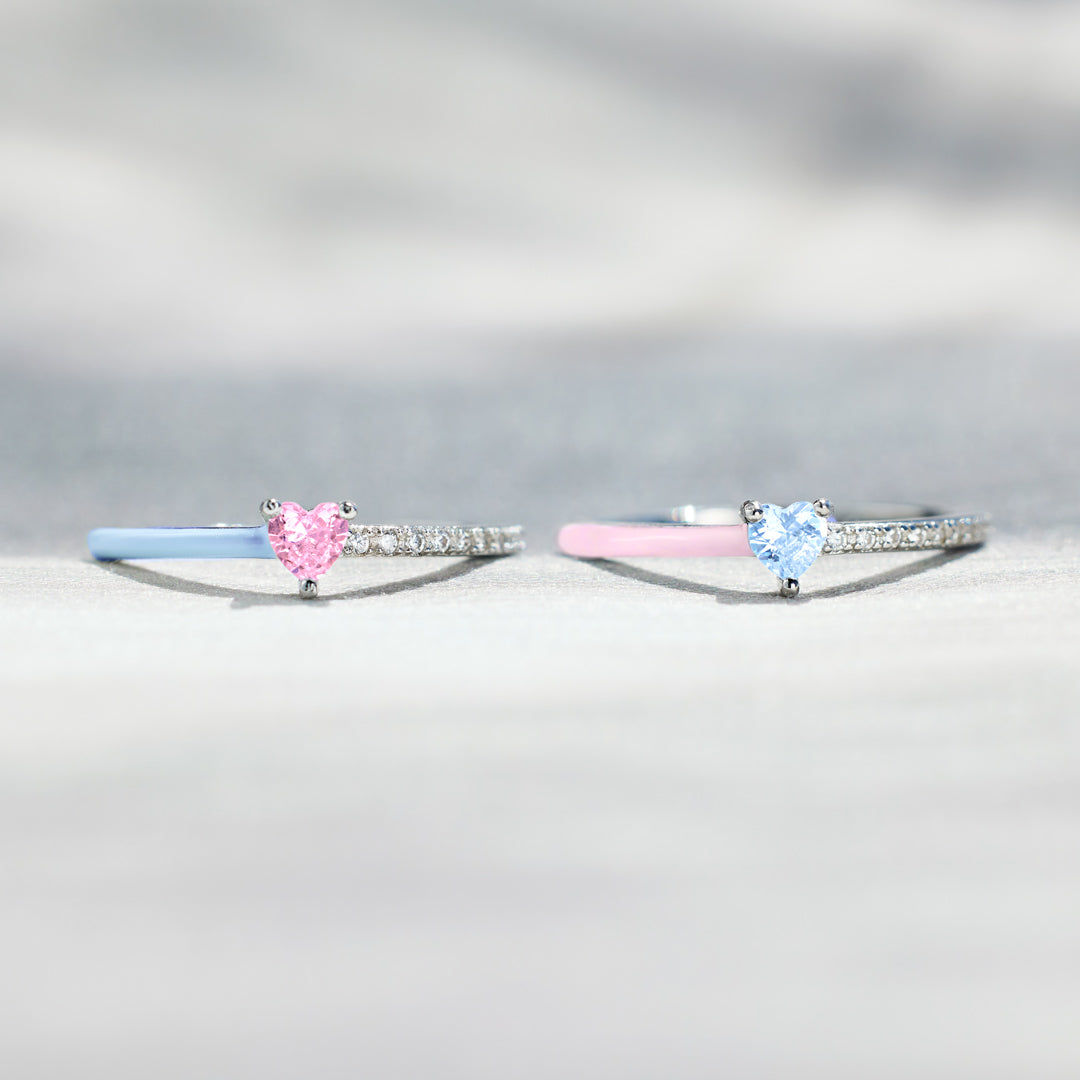 Pregnancy & Infant Loss Awareness Heart-Cut Half Enamel Ring