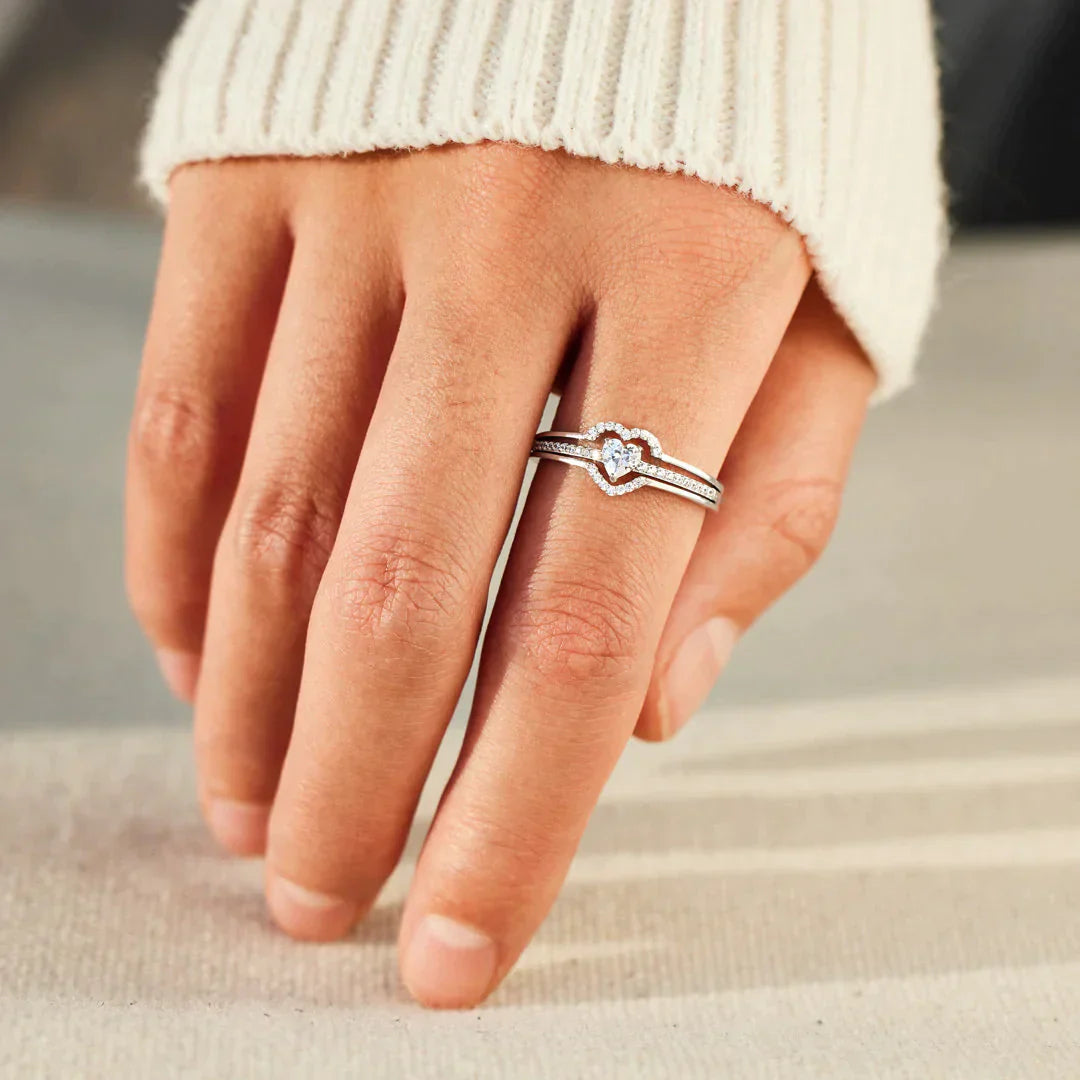 My Heart Is With You Always Layered Heart Ring