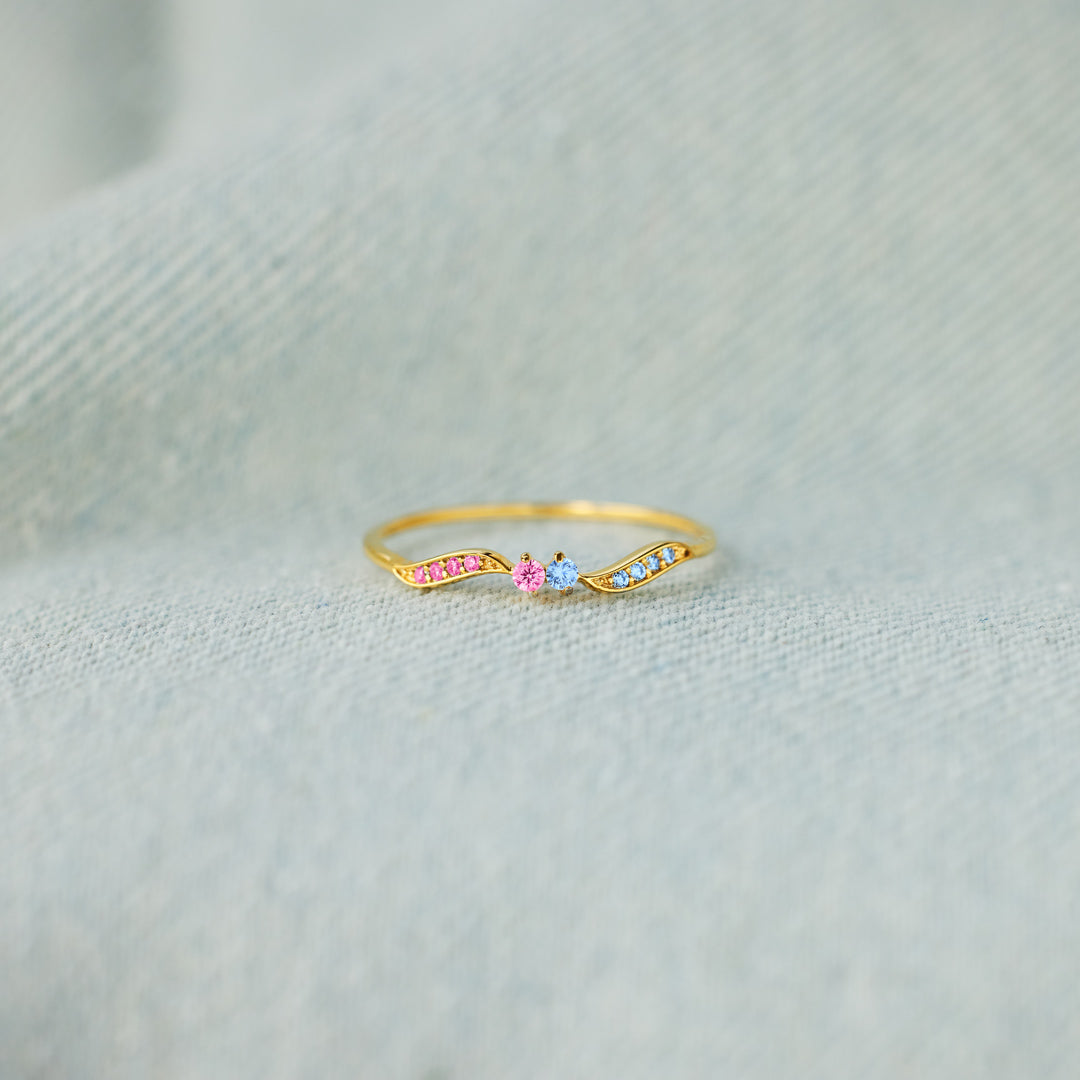 Pregnancy & Infant Loss Awareness Double Stone Wavy Ring