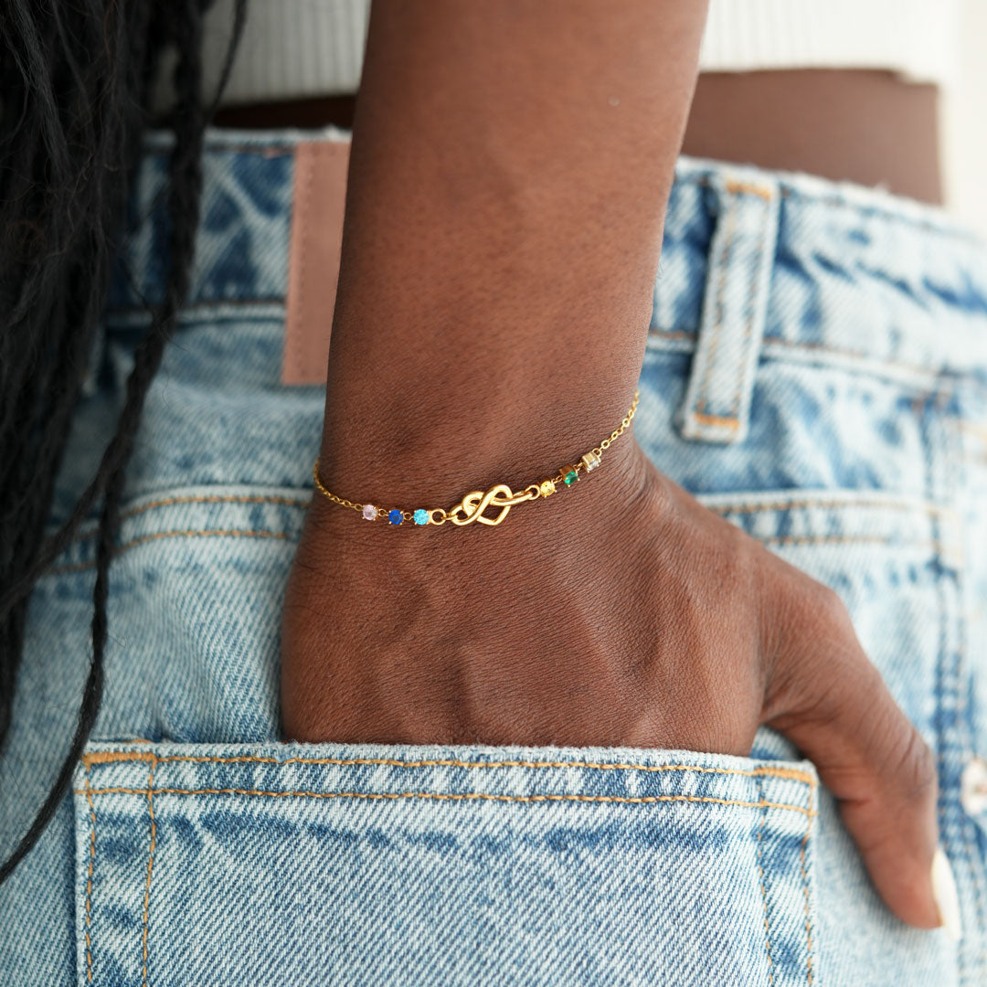 1-5 Birthstones Heart Knot Bracelet