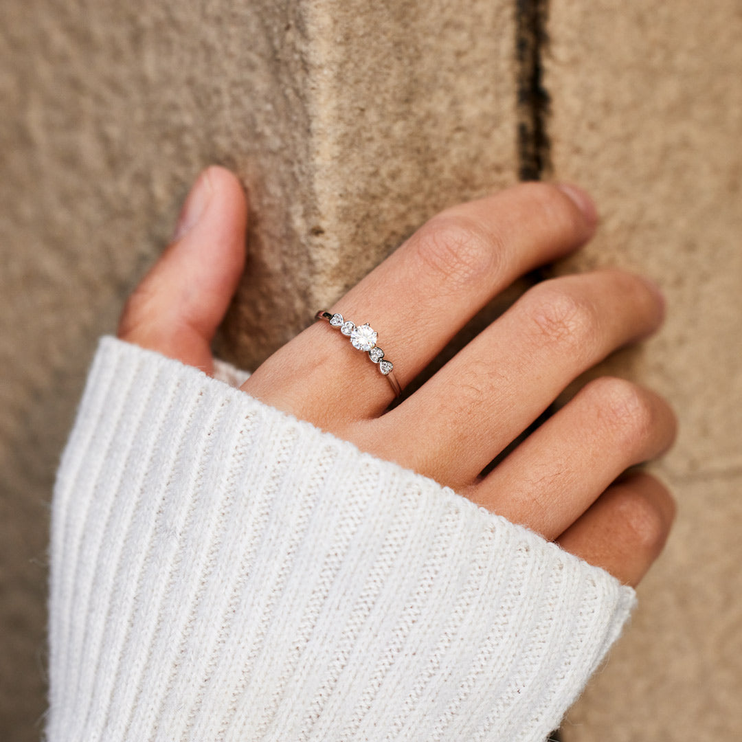 To My Granddaughter Round-Cut Heart Band Ring
