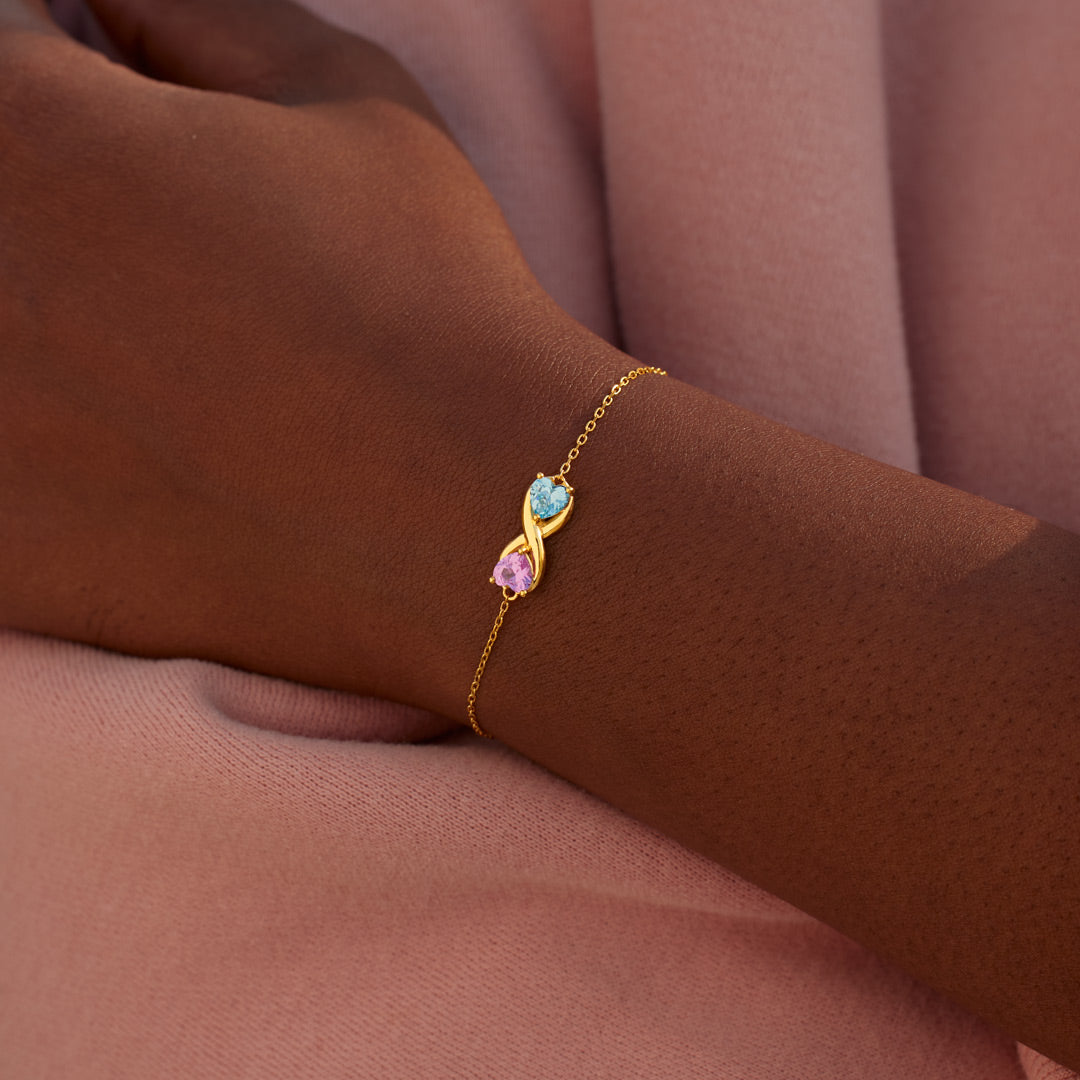 True Love Story Heart Birthstone Infinity Bracelet