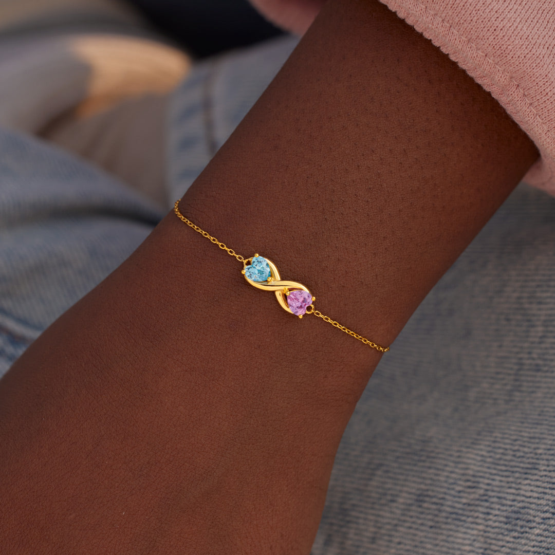 True Love Story Heart Birthstone Infinity Bracelet