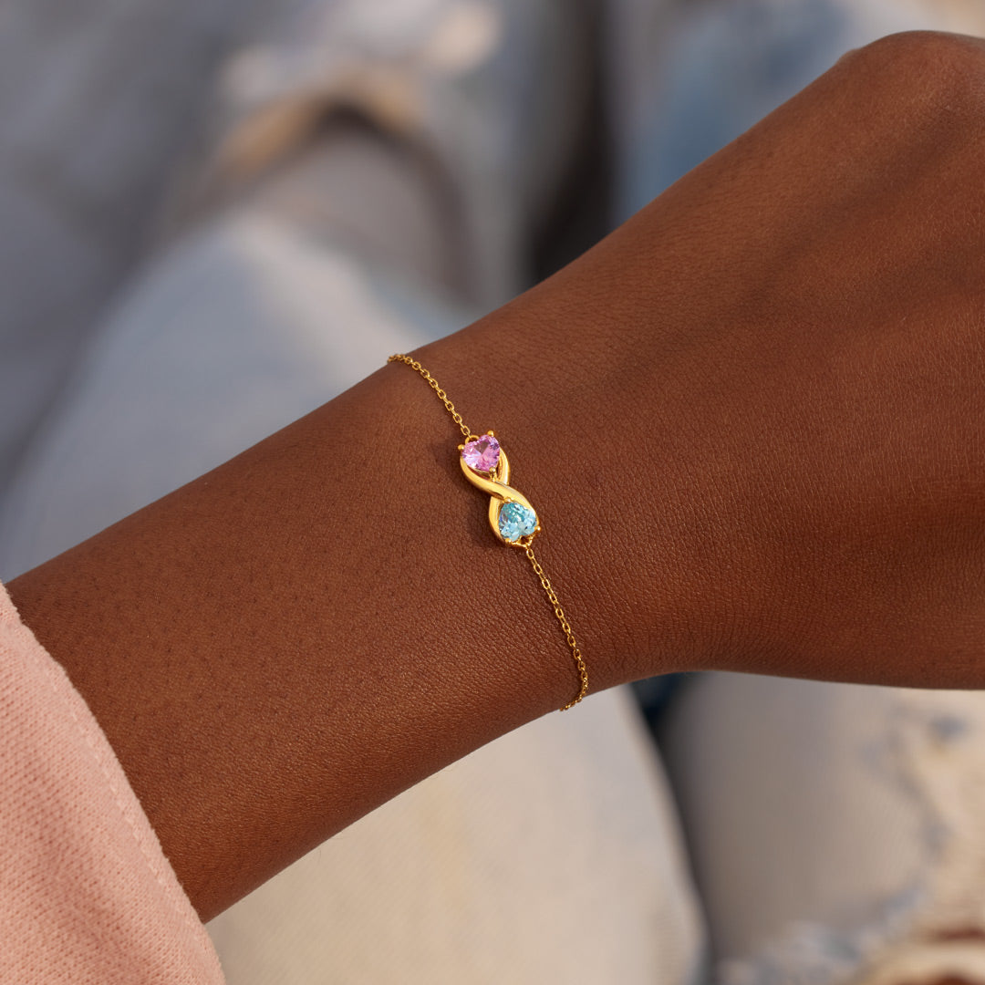 True Love Story Heart Birthstone Infinity Bracelet