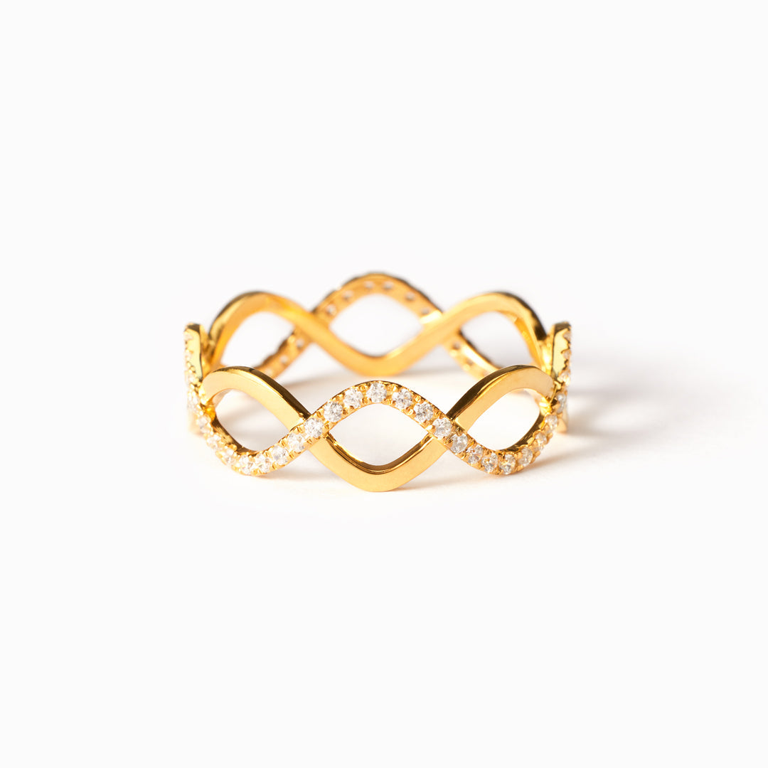 Mother Daughter Through Ups And Downs Matching Double Wave Golden Ring