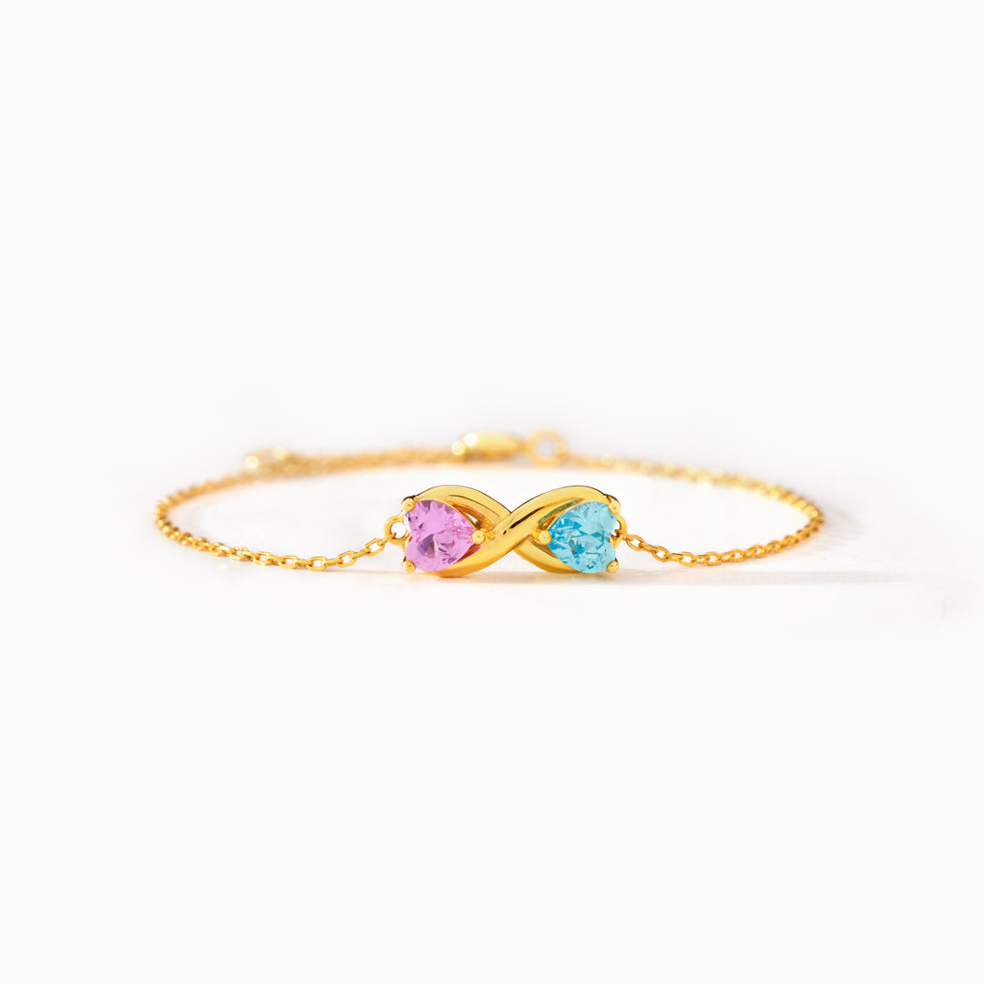 True Love Story Heart Birthstone Infinity Bracelet