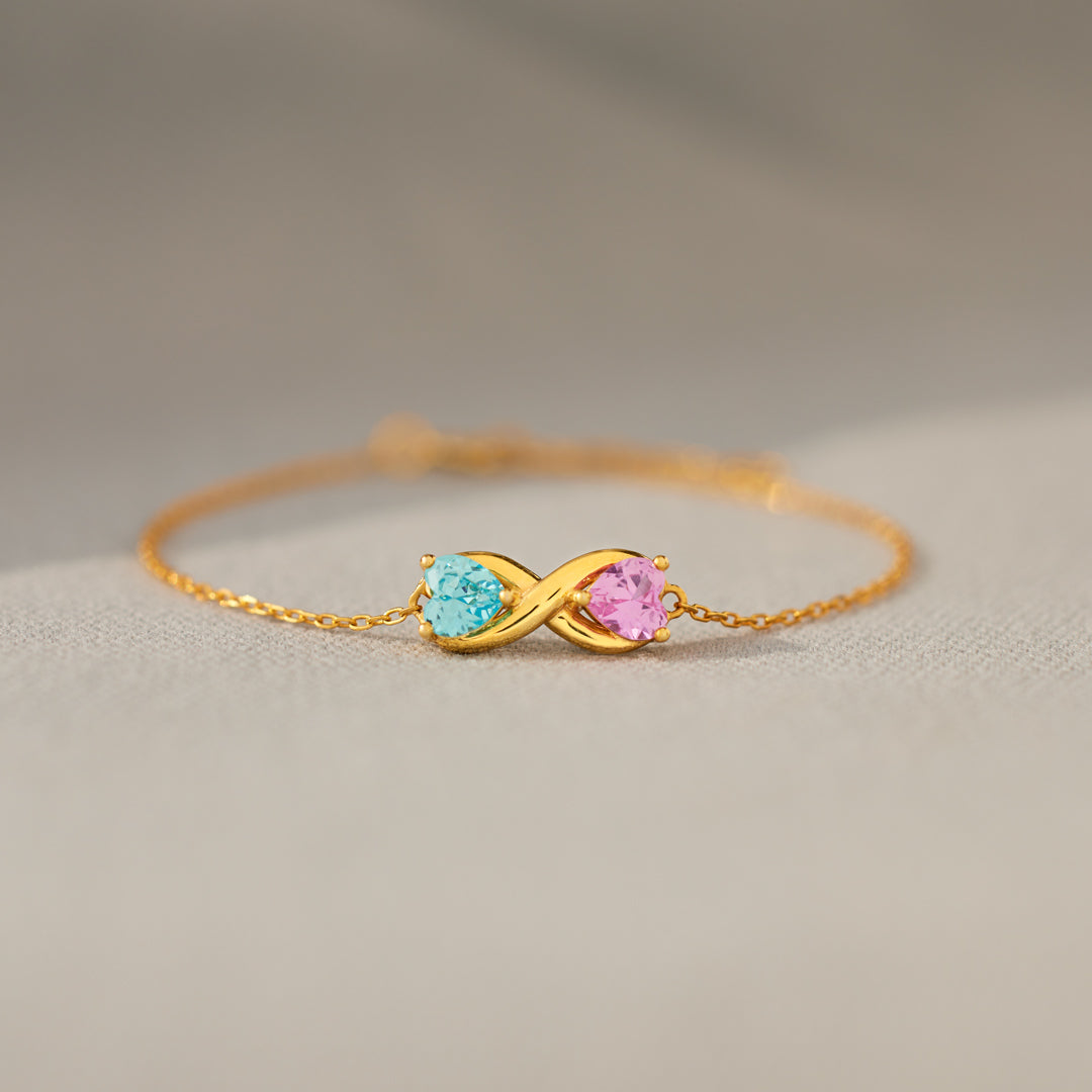 True Love Story Heart Birthstone Infinity Bracelet