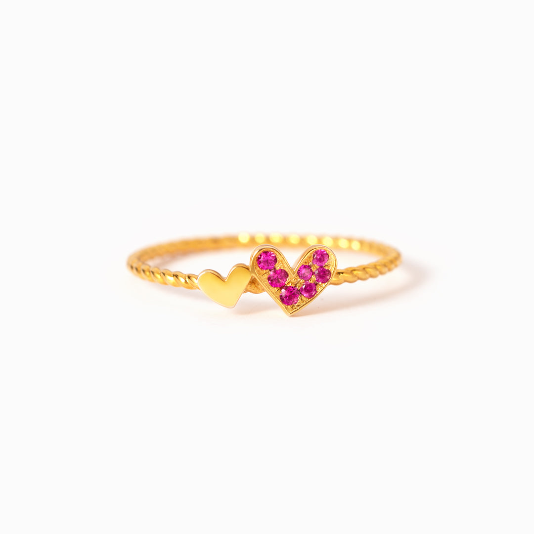 Bound By Love Matching Duo Heart Twisted Ring