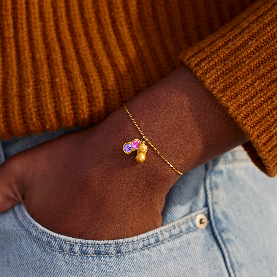 We Are Besties 2-3 Birthstone Peanut Bracelet