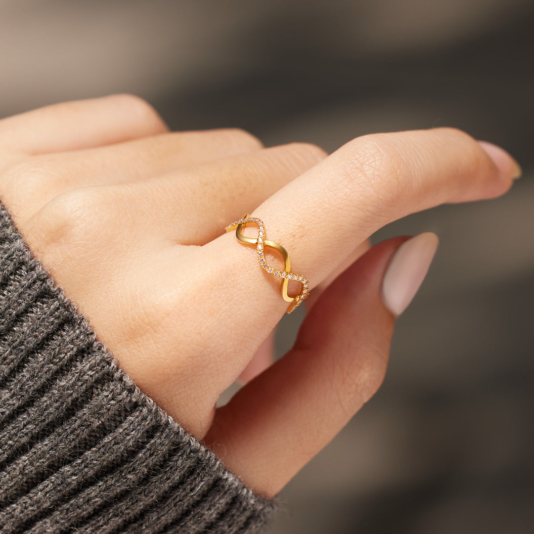 Best Friends Through Ups And Downs Matching Double Wave Golden Ring