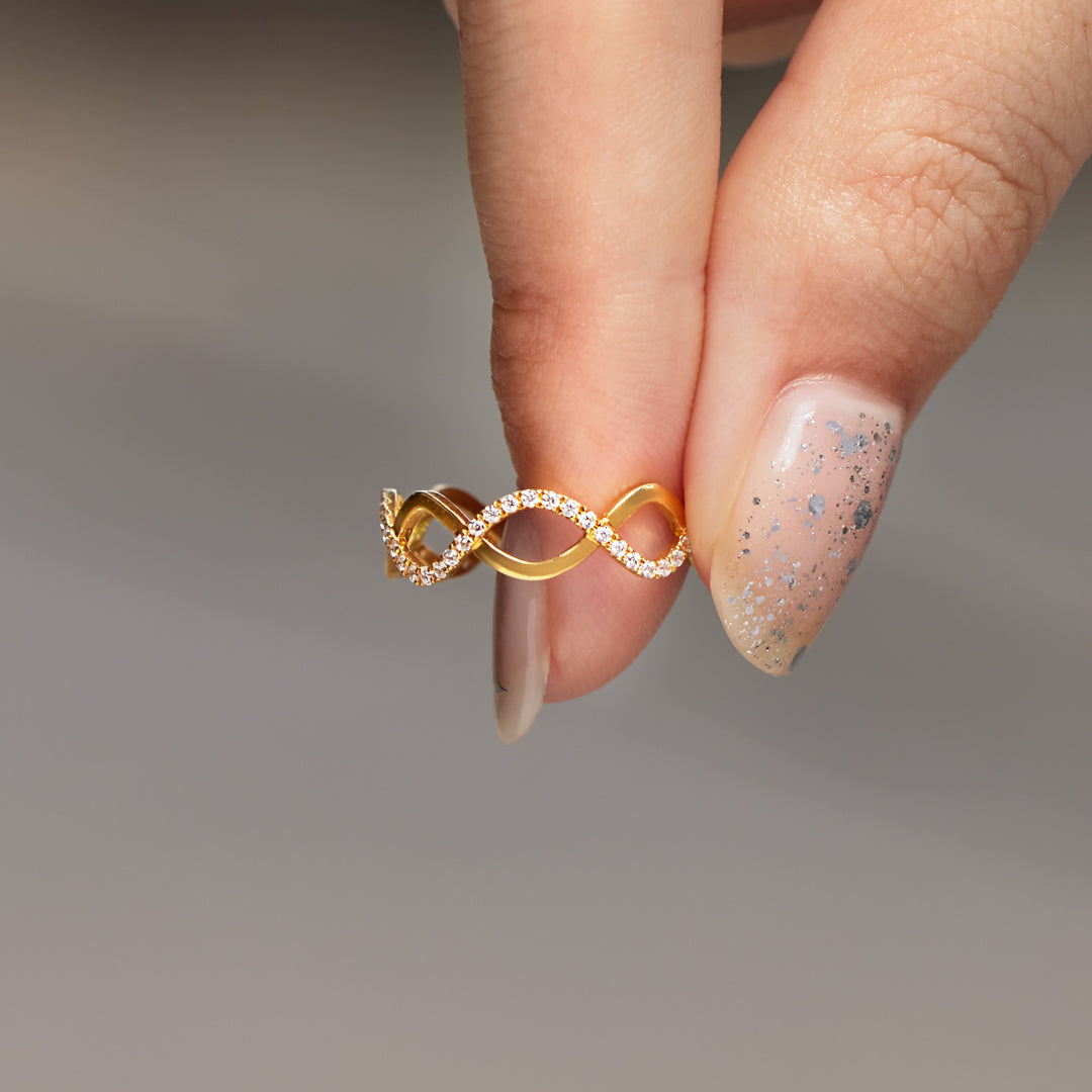 Mother Daughter Through Ups And Downs Matching Double Wave Golden Ring
