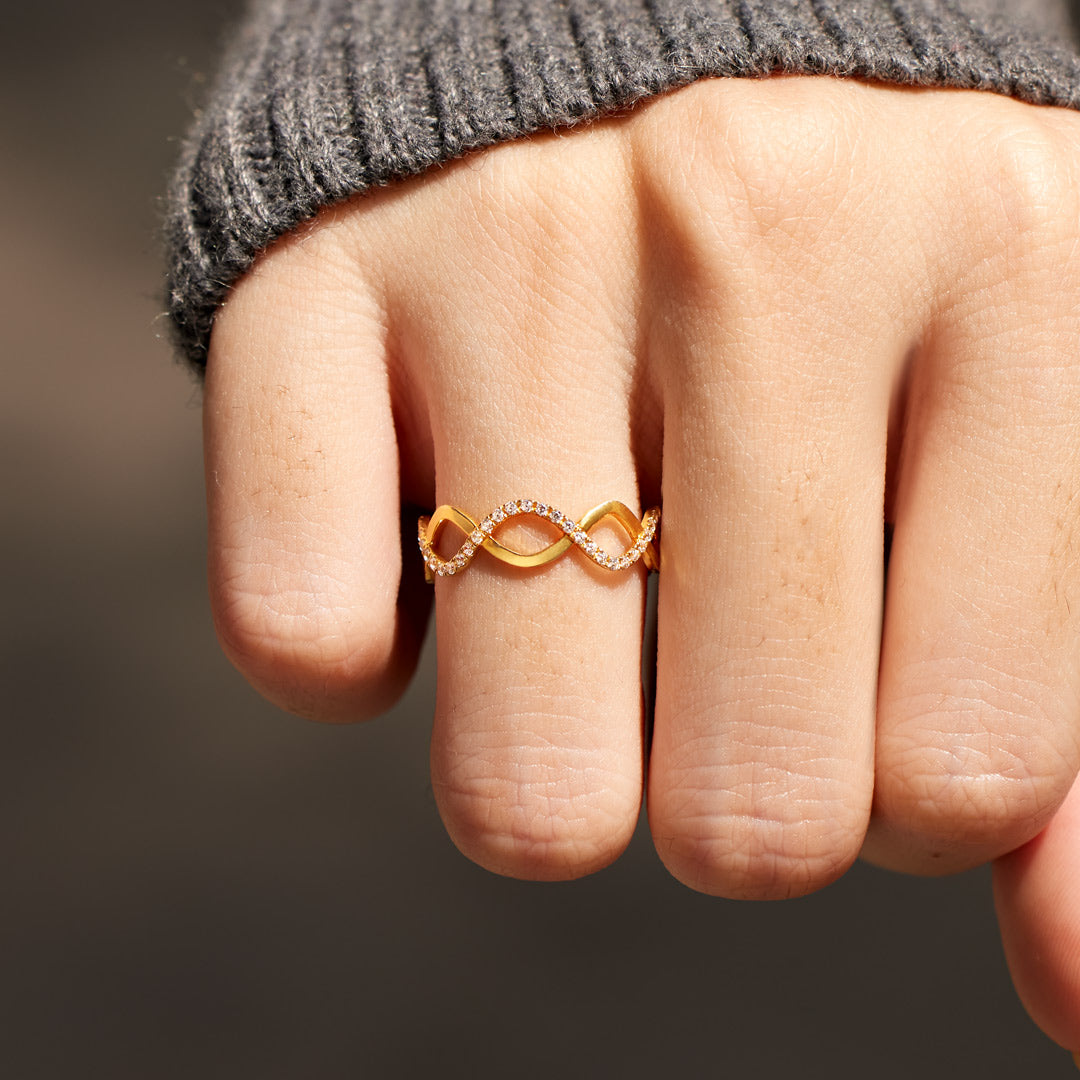 Mother Daughter Through Ups And Downs Matching Double Wave Golden Ring