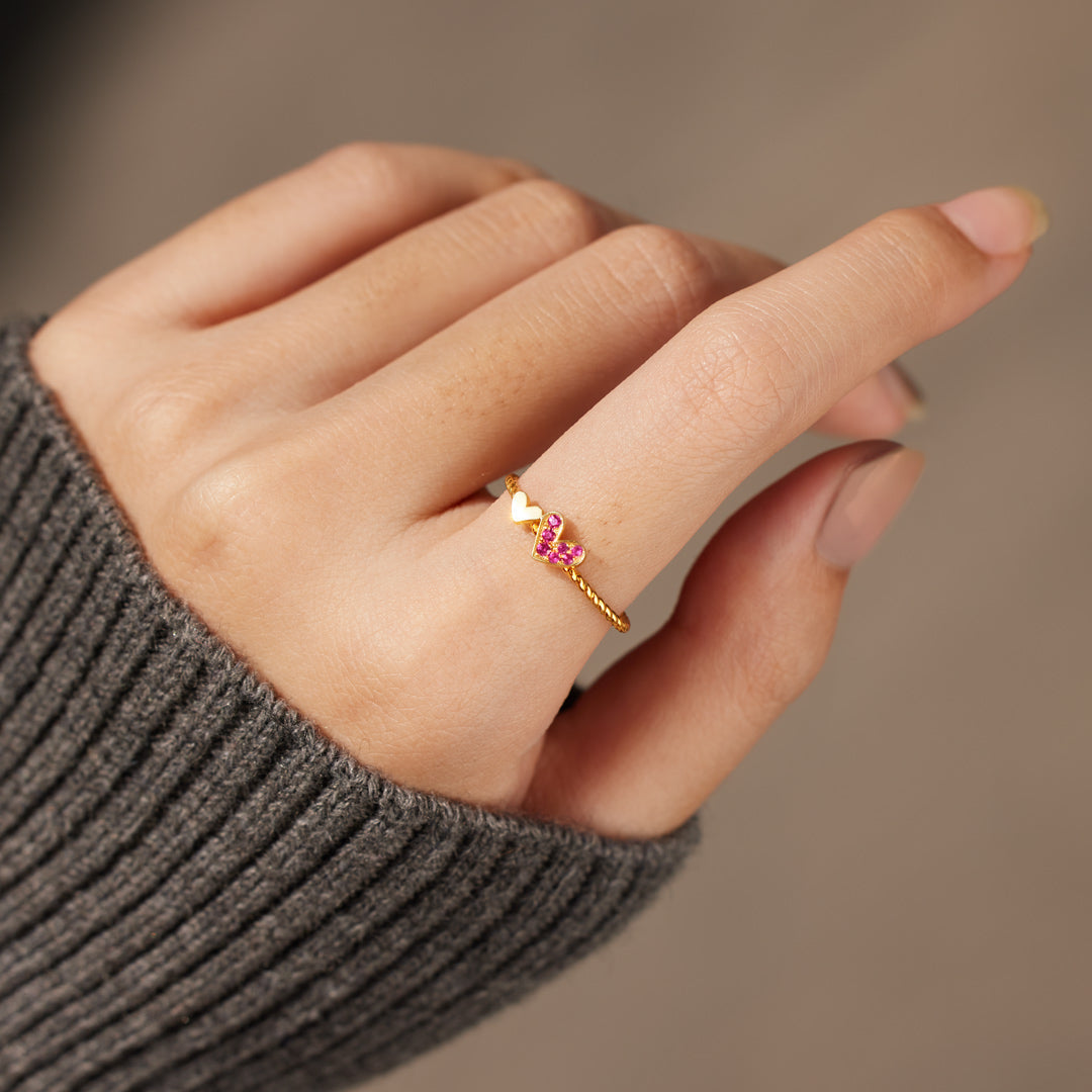 Bound By Love Matching Duo Heart Twisted Ring