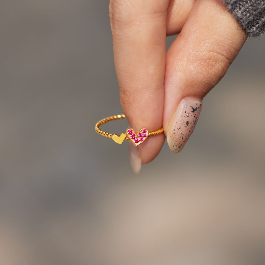 Bound By Love Matching Duo Heart Twisted Ring