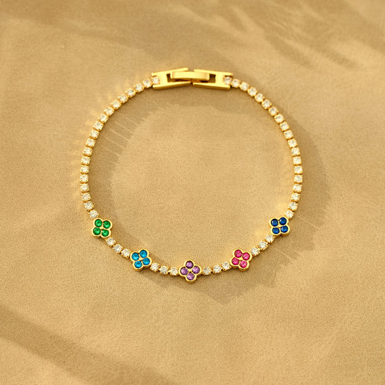Mama's Lucky Charms 1-5 Birthstones Clover Bracelet