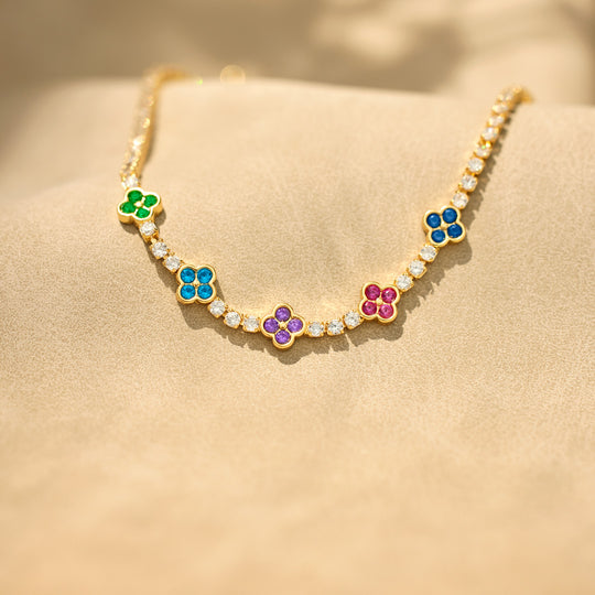 Mama's Lucky Charms 1-5 Birthstones Clover Bracelet