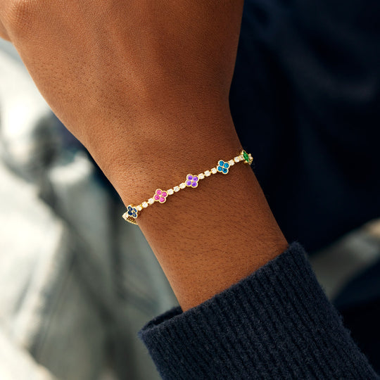 Mama's Lucky Charms 1-5 Birthstones Clover Bracelet