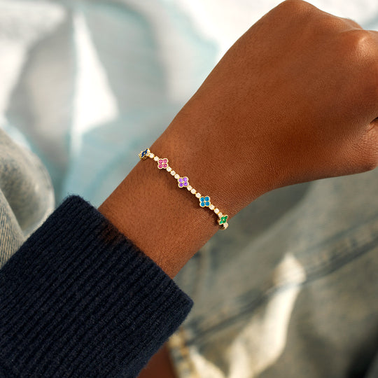 Mama's Lucky Charms 1-5 Birthstones Clover Bracelet