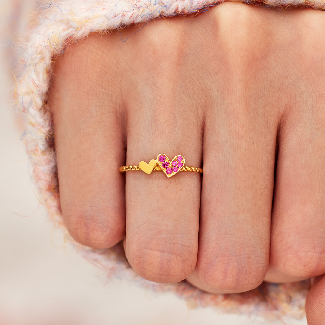 Bound By Love Matching Duo Heart Twisted Ring