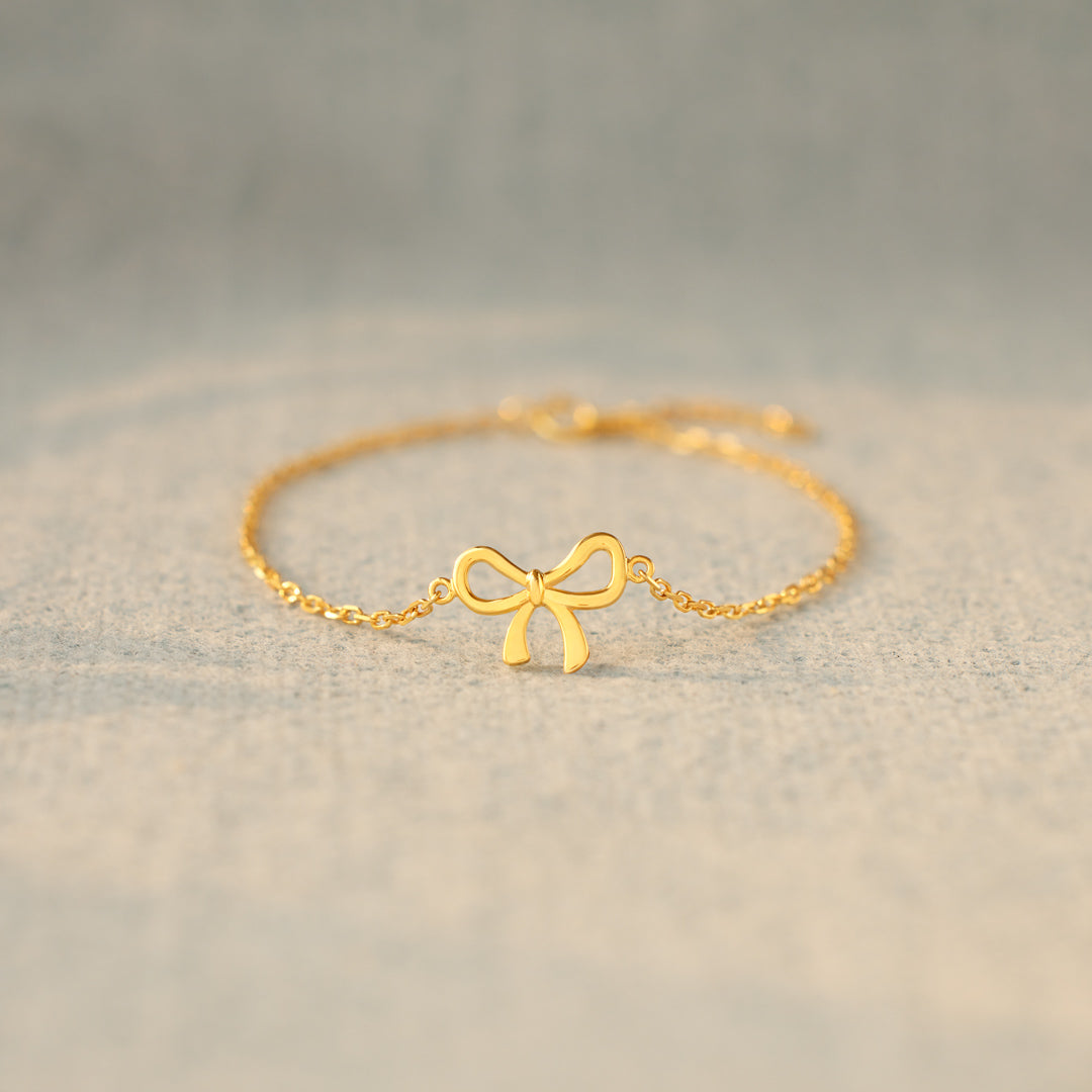 Our Bond Is Tied By Angel's Hands Golden Bow Bracelet
