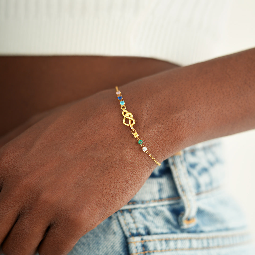 1-5 Birthstones Heart Knot Bracelet