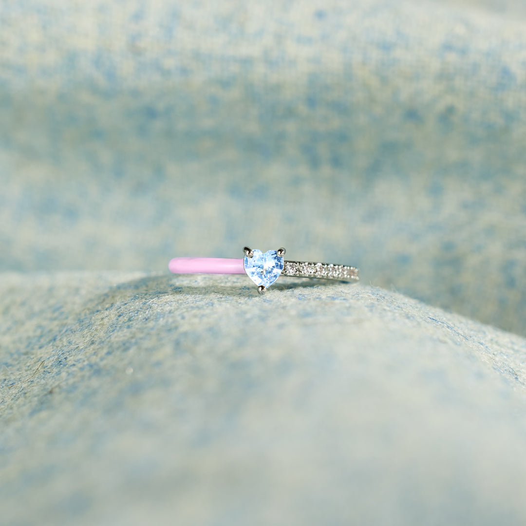 Pregnancy & Infant Loss Awareness Heart-Cut Half Enamel Ring
