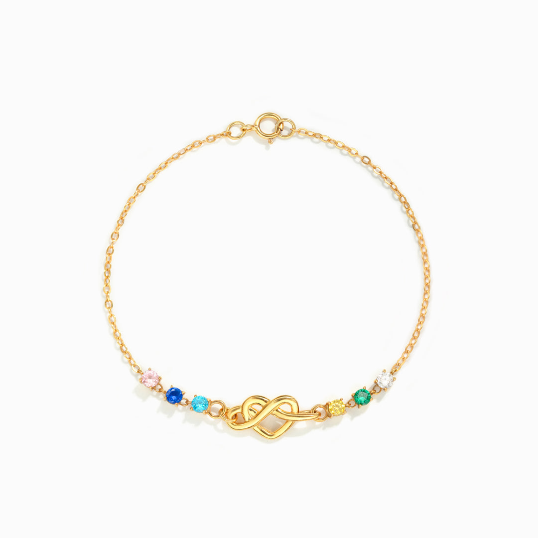 1-5 Birthstones Heart Knot Bracelet
