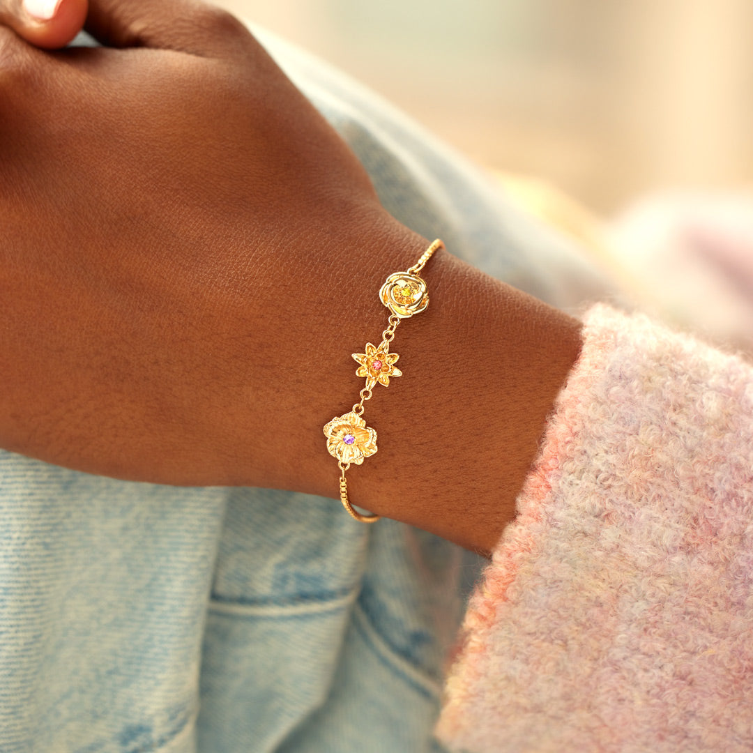 1-10 Three-Dimensional Birth Flowers Bracelet-Christmas/Mother's Day Gift