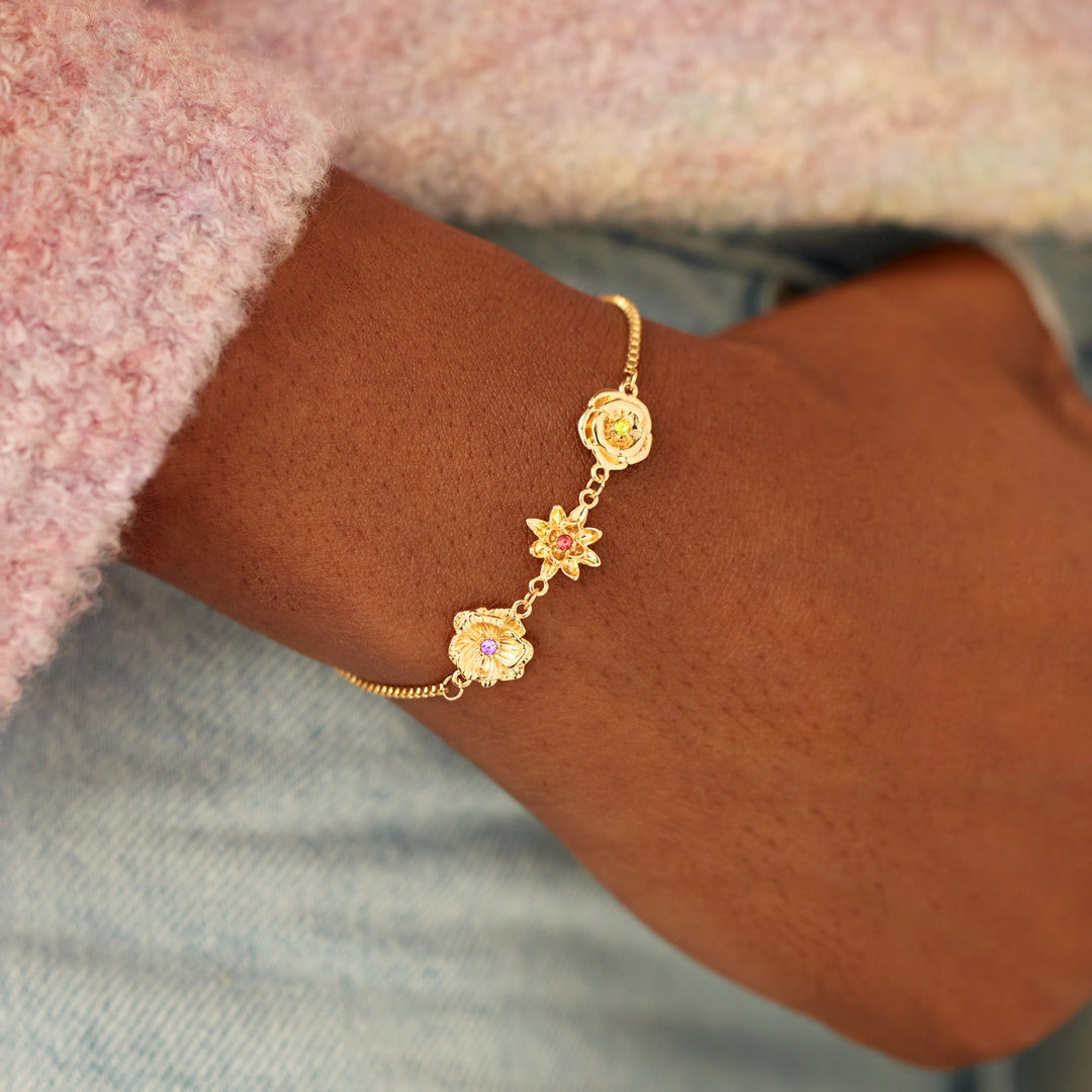 1-10 Three-Dimensional Birth Flowers Bracelet-Christmas/Mother's Day Gift