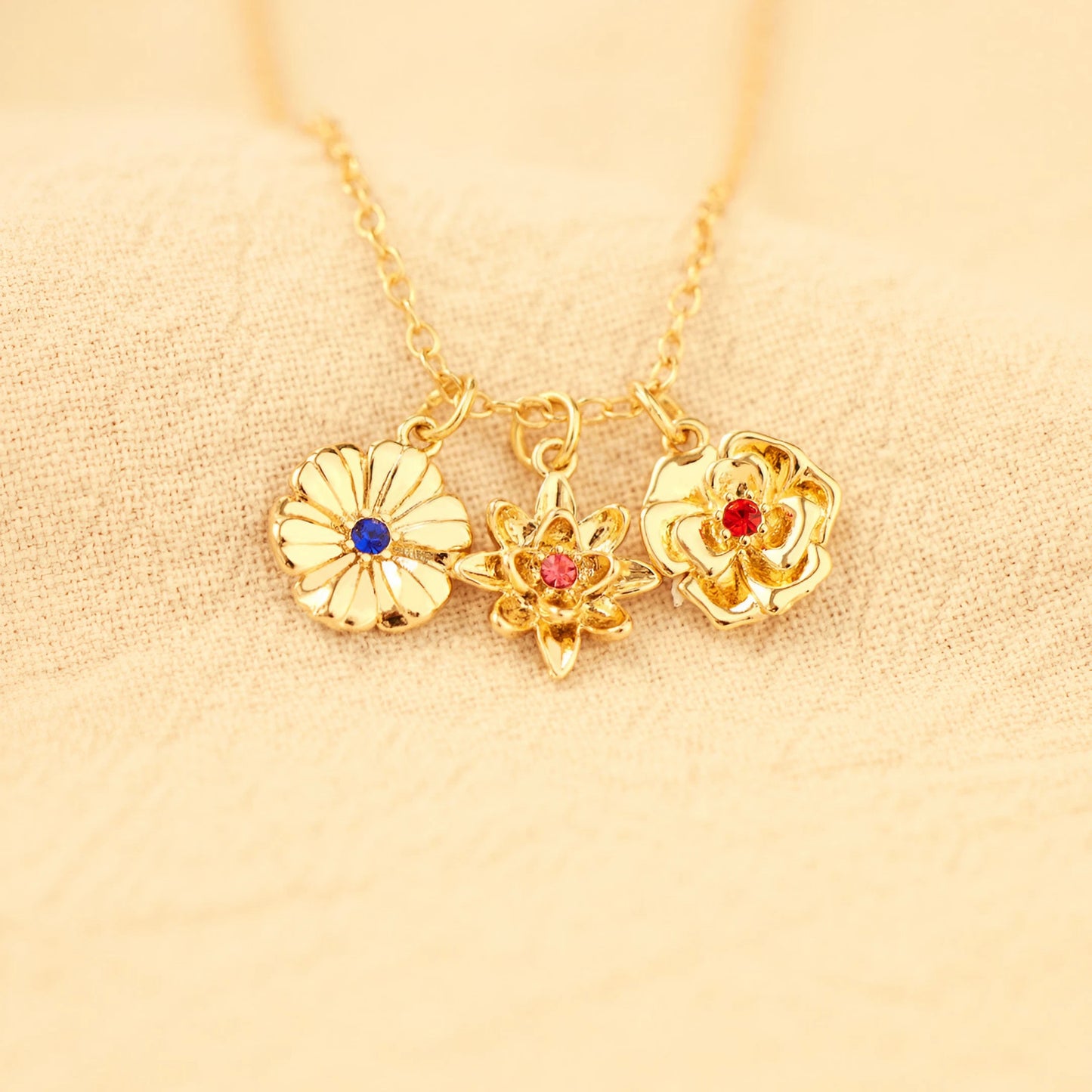 1-12 Three-Dimensional Birth Flowers Necklace-Personalised Birth Flower Necklace for Mother