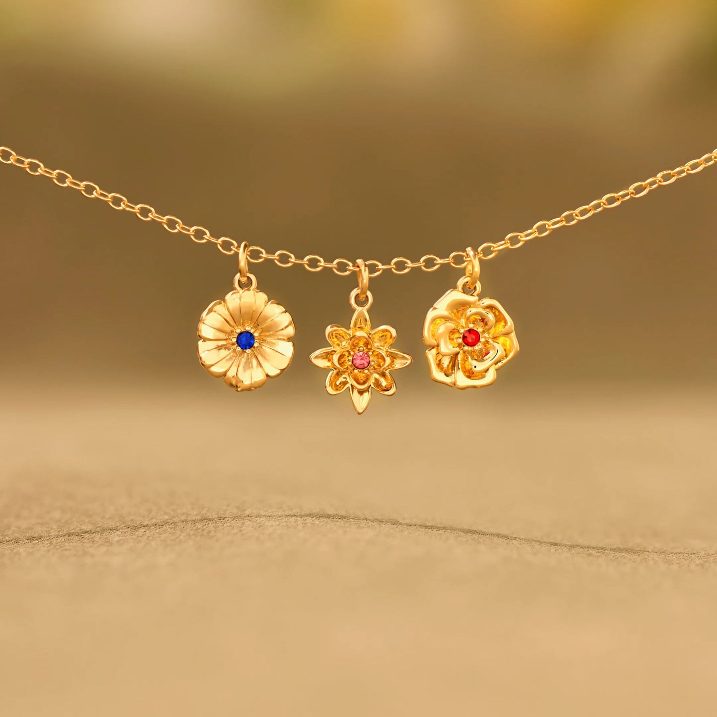 1-12 Three-Dimensional Birth Flowers Necklace-Personalised Birth Flower Necklace for Mother