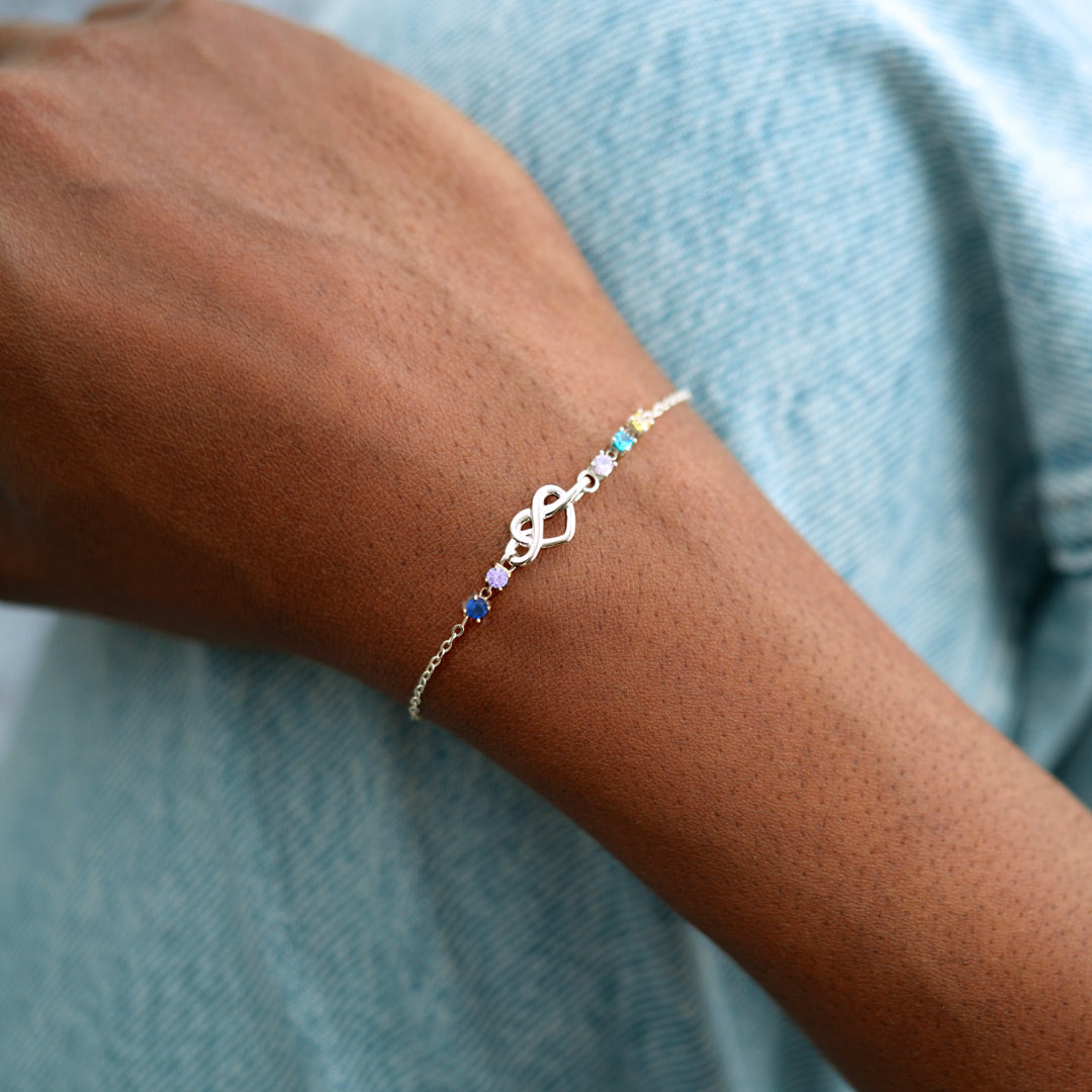 1-5 Birthstones Heart Knot Bracelet