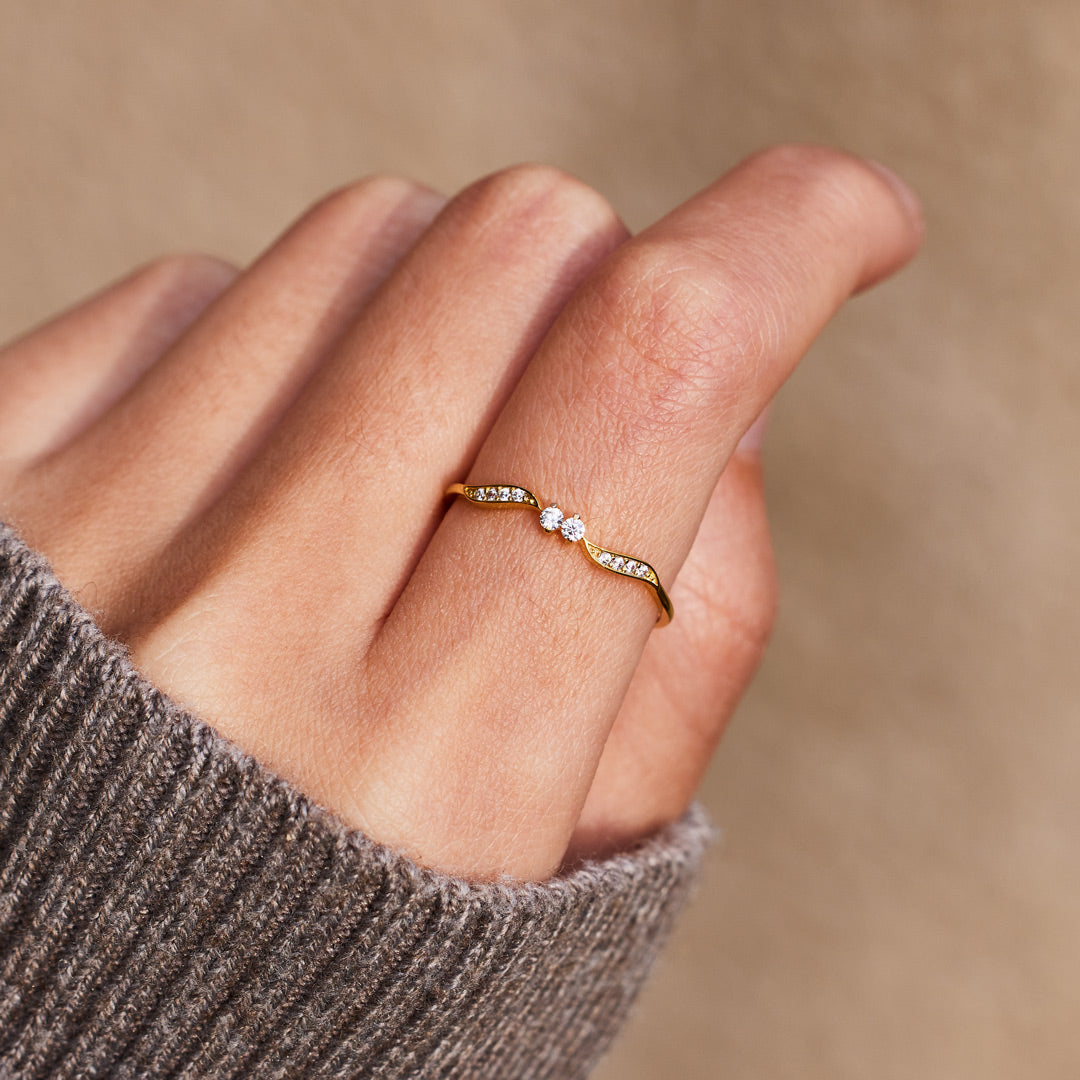 Sticking With You Double Stone Wavy Ring
