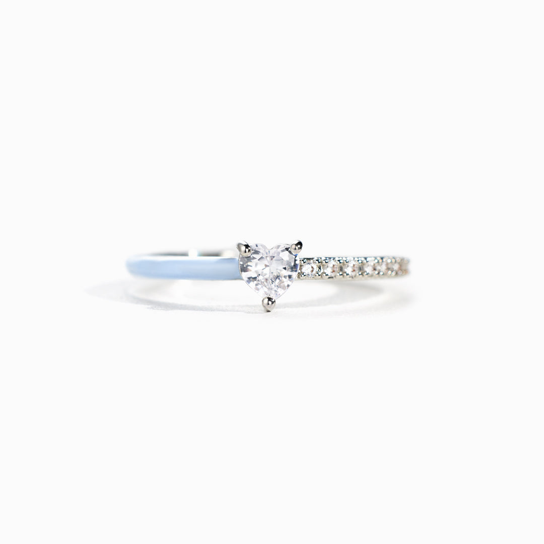 Next Chapter – Graduation Matching Half Enamel Heart-Cut Rings