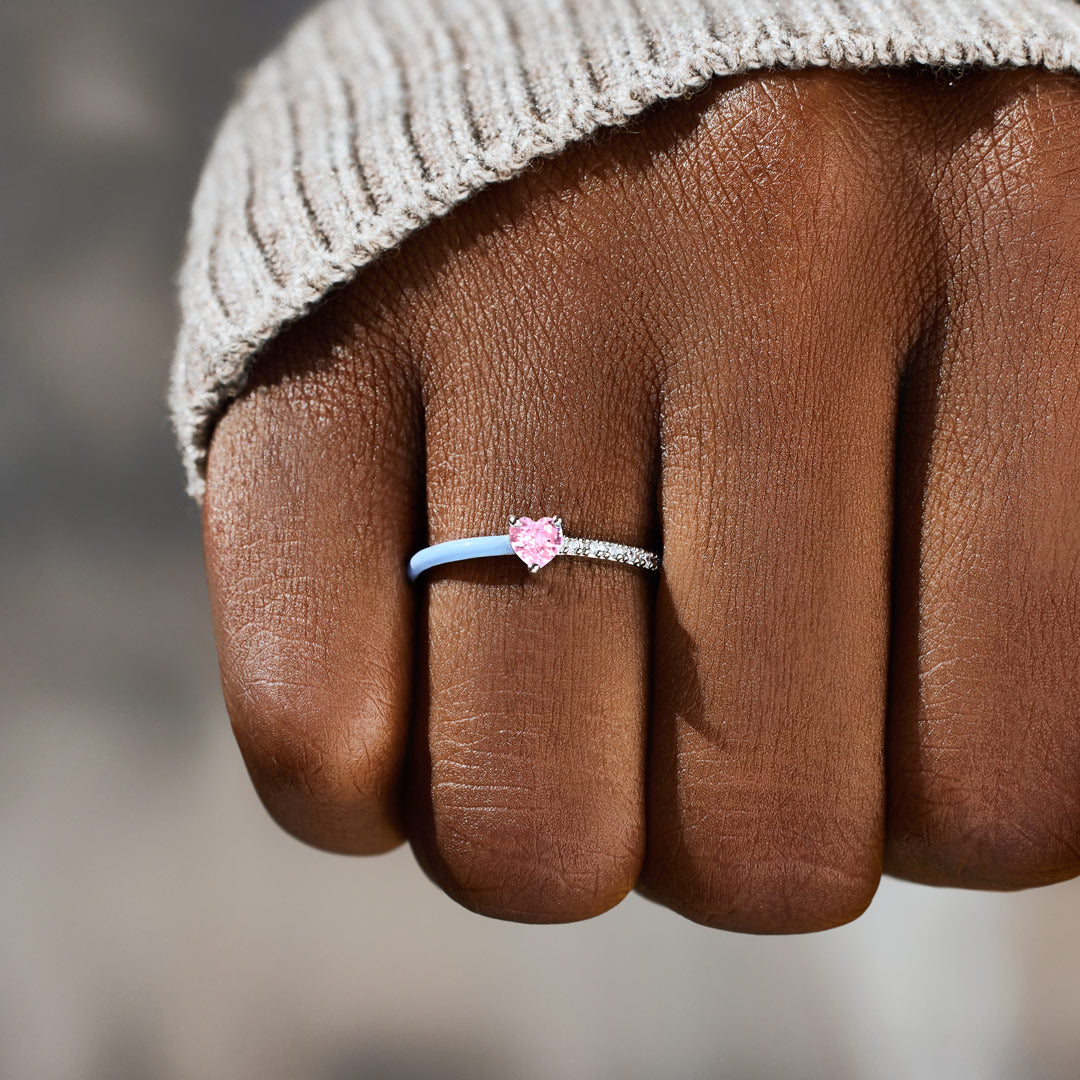 Pregnancy & Infant Loss Awareness Heart-Cut Half Enamel Ring