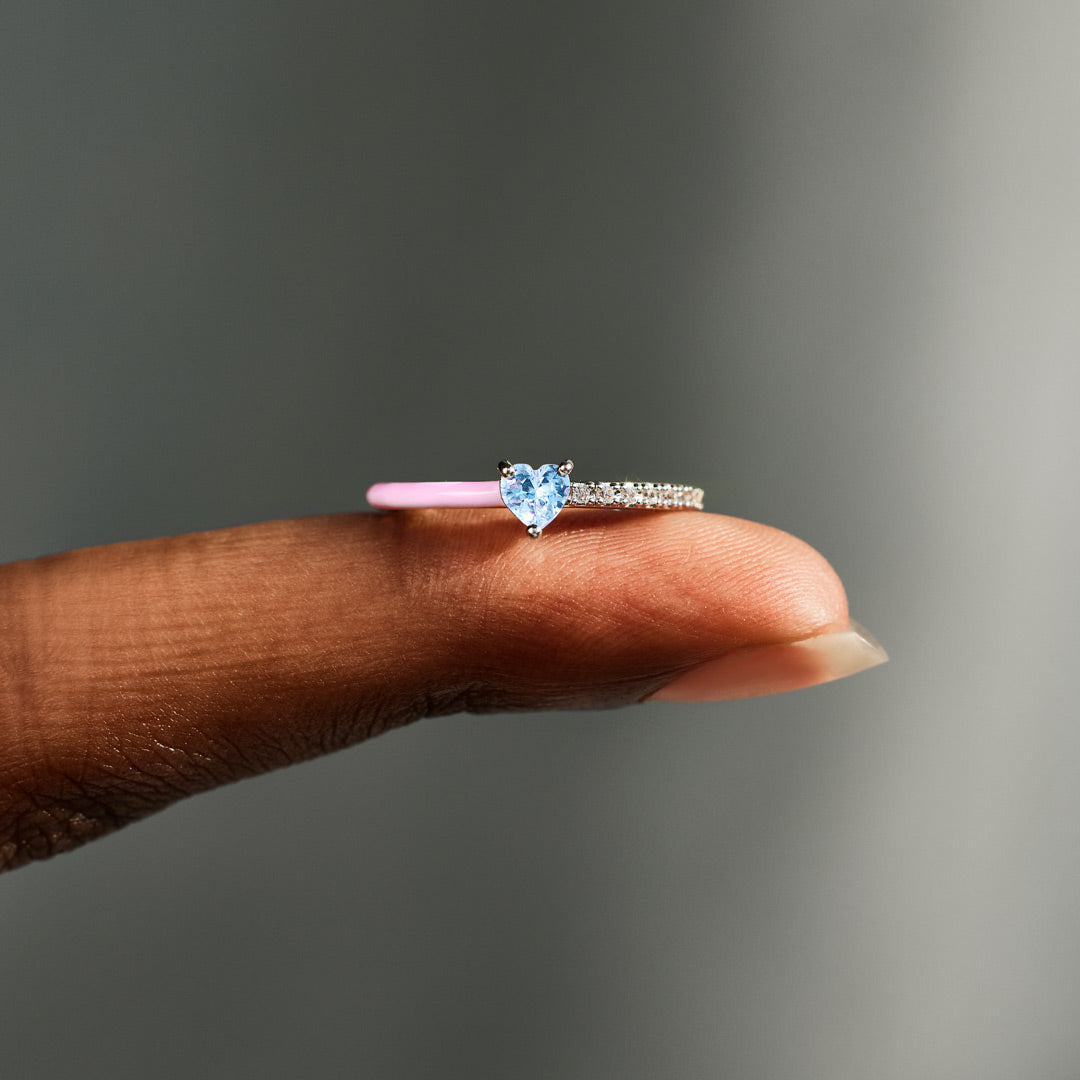 Pregnancy & Infant Loss Awareness Heart-Cut Half Enamel Ring