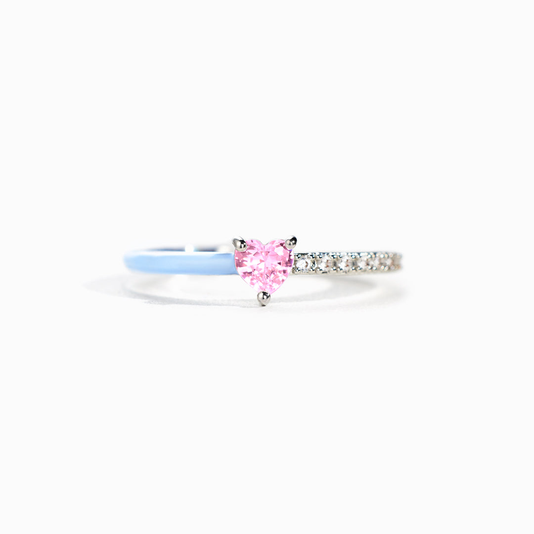Pregnancy & Infant Loss Awareness Heart-Cut Half Enamel Ring