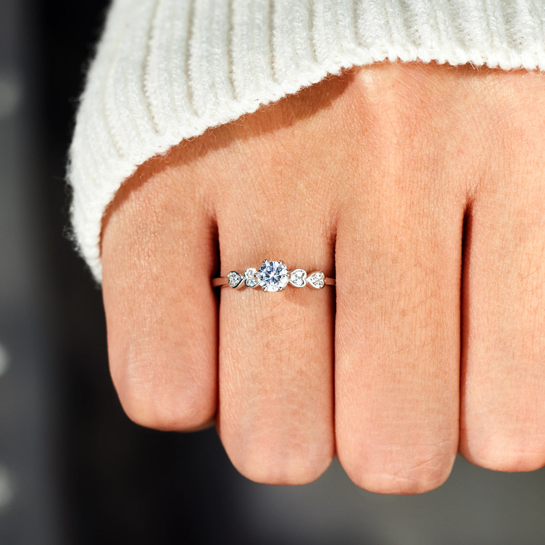 To My Granddaughter Round-Cut Heart Band Ring