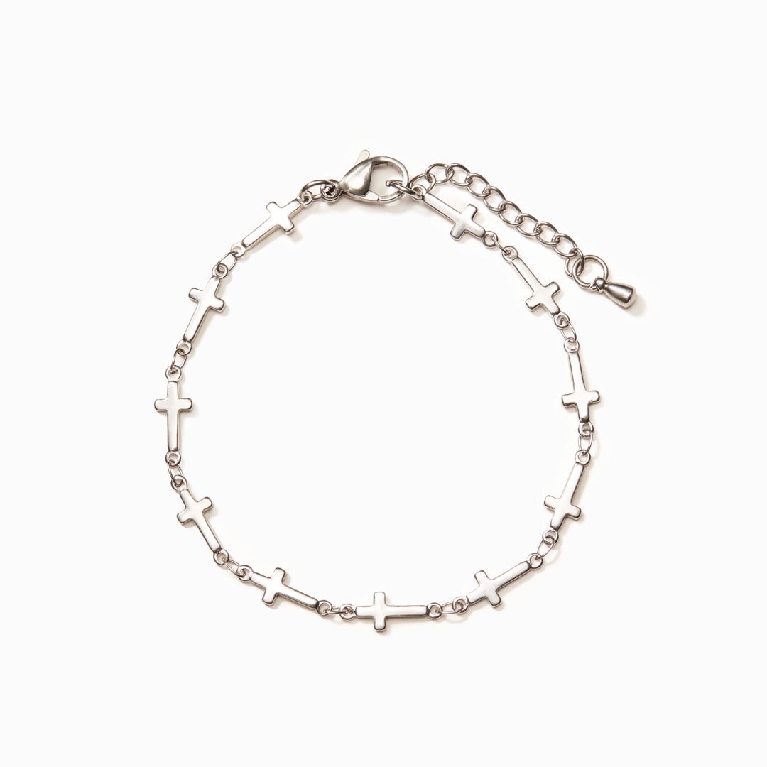 Be Strong & Courageous Tiny Cross Bracelet