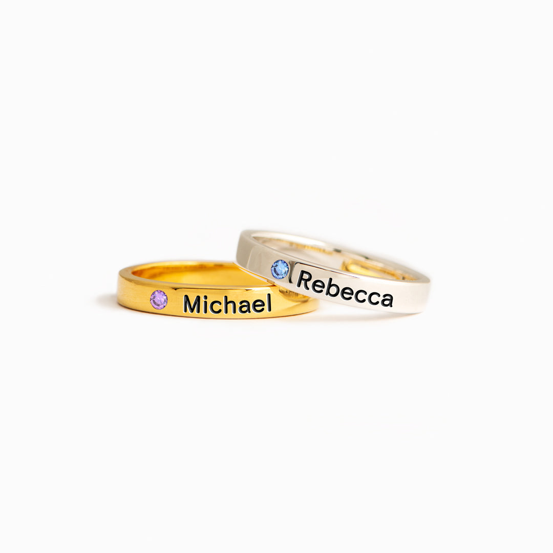 Stack Your Blessings Birthstone Engraving Ring Band
