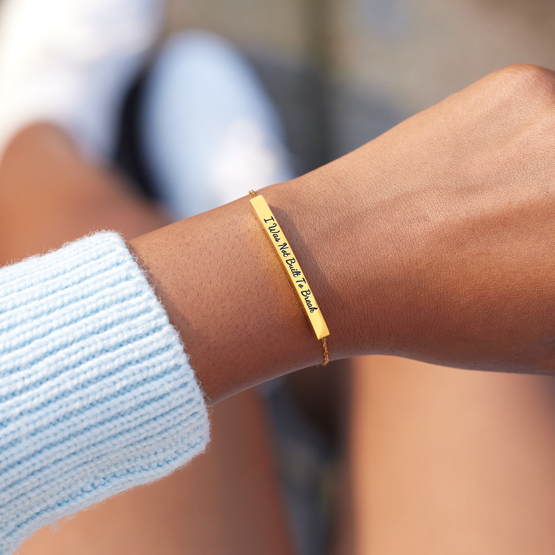 I Was Not Built To Break Dainty Chain Tube Bracelet
