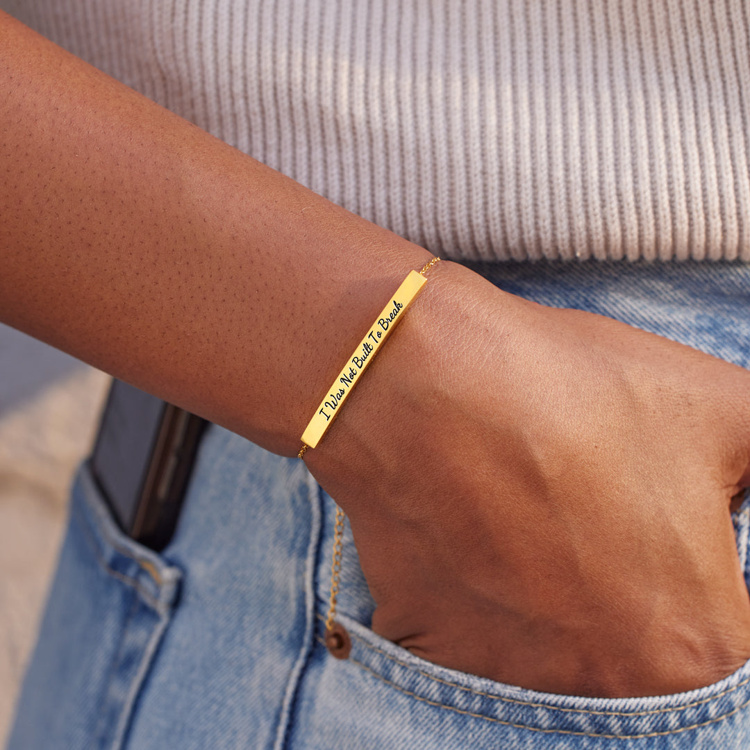 I Was Not Built To Break Dainty Chain Tube Bracelet