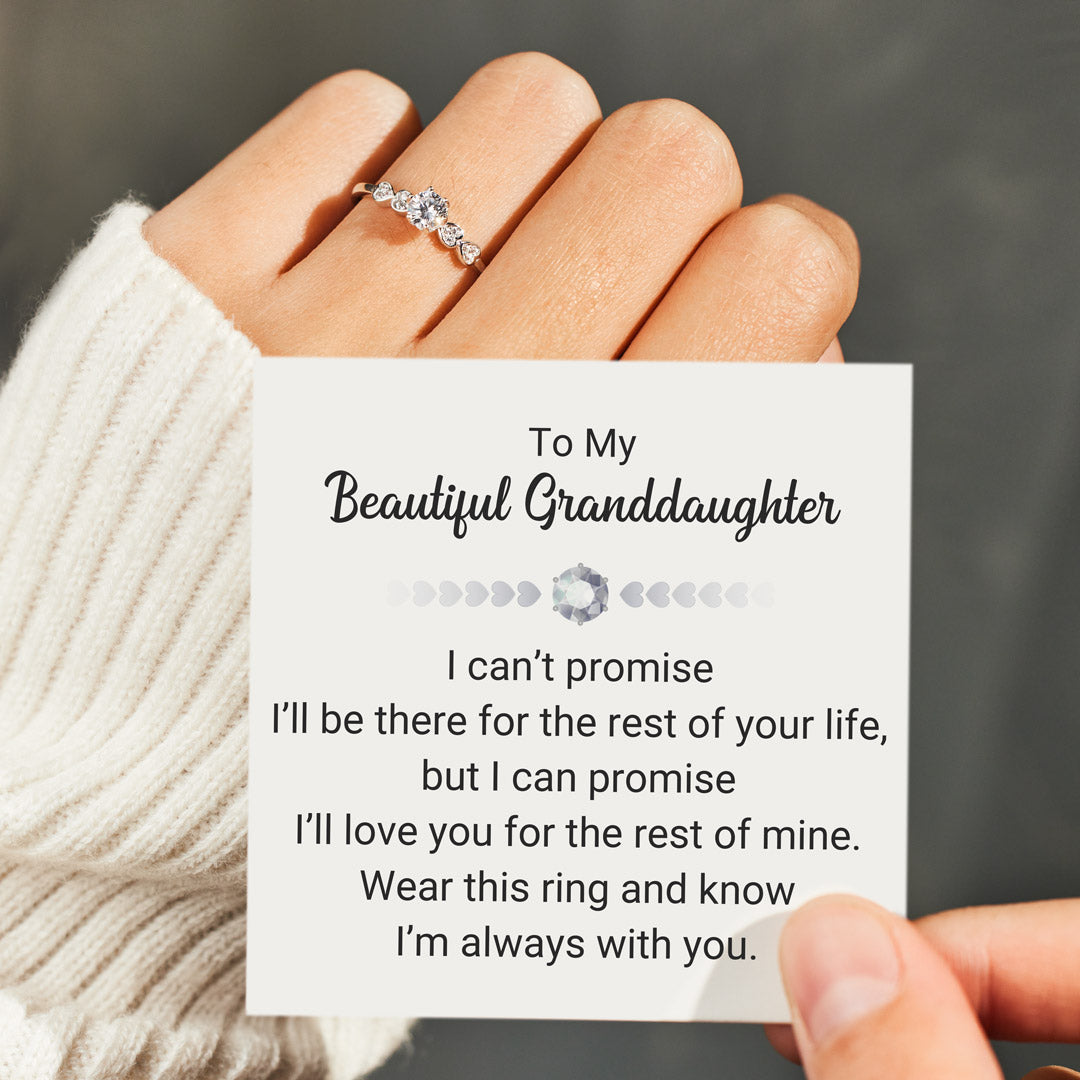 To My Granddaughter Round-Cut Heart Band Ring
